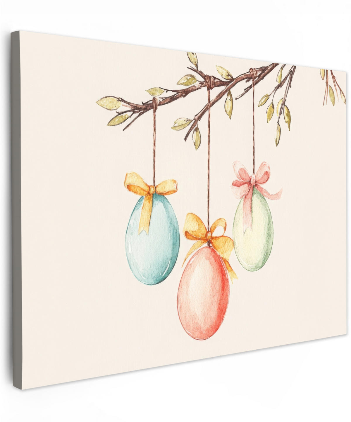 LEINWANDBILD Osterkuchen - Schleife - Eier Wandbilder 80x60 cm - Creme, Textil (80/60cm) - MuchoWow