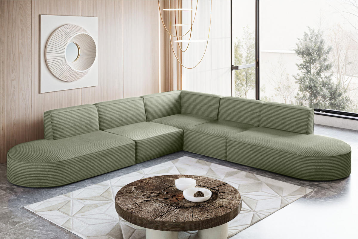 ECKSOFA Designer Corner MODENA stoff Poso, viele Farben Hellgrün - Hellgrün, Holzwerkstoff (285/285cm) - Kaiser Möbel