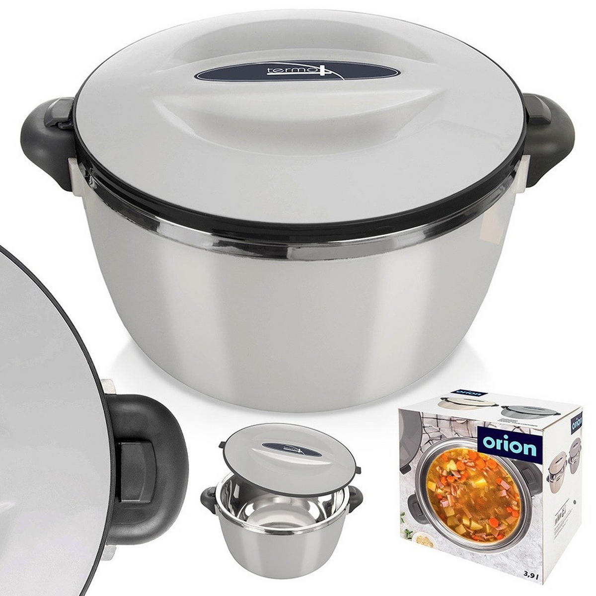 MITTAGSTHERMOSKANNE Termo Edelstahl 3,5 l - Grau, Kunststoff (31/16/24cm) - Orion 
