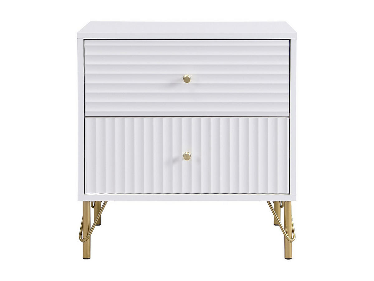 NACHTTISCH mit 2 Schubladen – Weiß – LOUREO - Weiß, Holz (55/58/40cm) - Vente-Unique