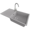 GRANITSPÜLE Ibiza, 2-er set Grau 90/50 cm 1 Becken + Küchenarmatur 32/20 cm + Ablauf-Set ab 60er Unterschrank - Chromfarben/Grau, Kunststoff (90/19/50cm) - Primagran