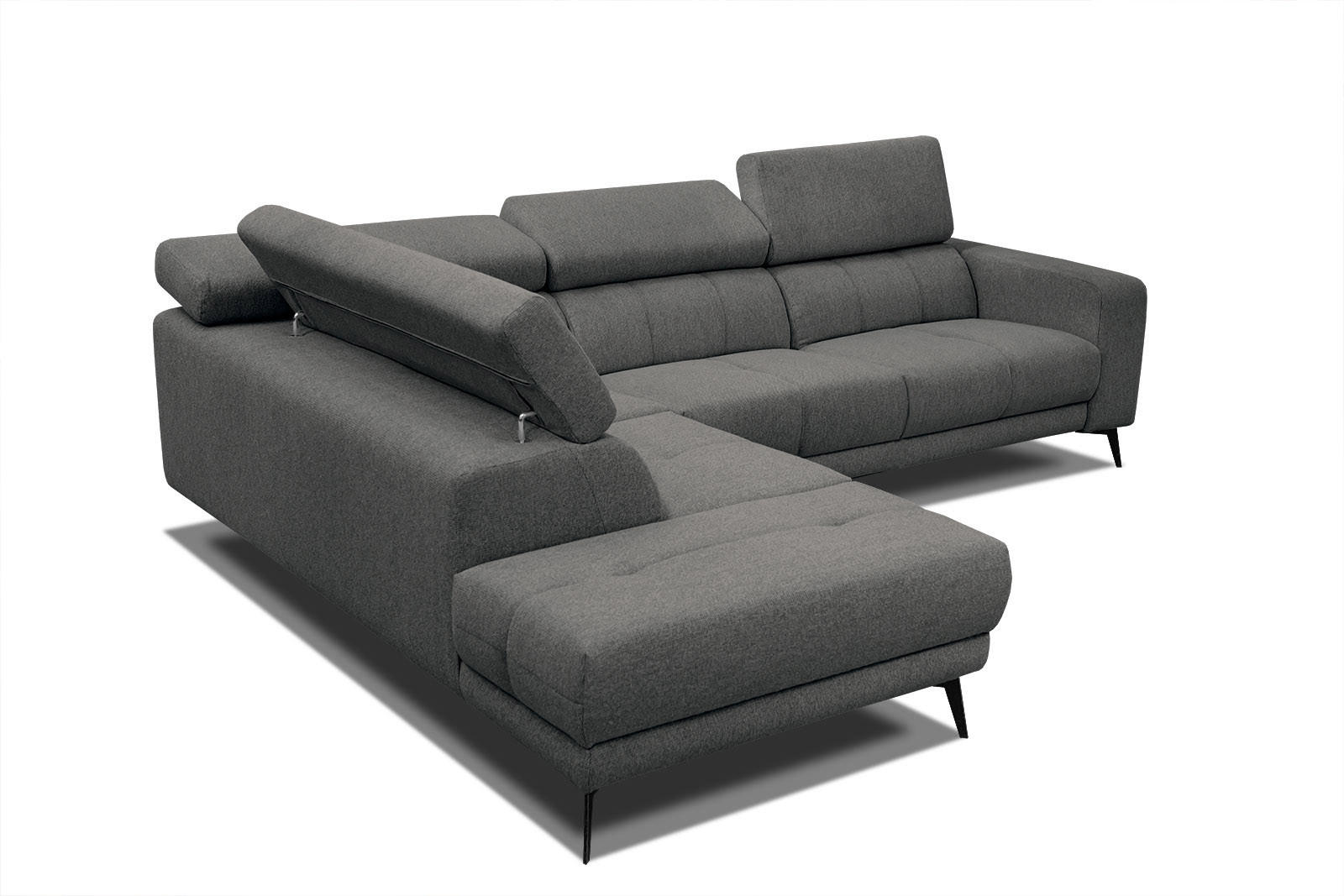 ECKSOFA MORELLO 5-Sitzer, dunkelgrau - Dunkelgrau/Schwarz, Holzwerkstoff/Textil (158/269cm) - Courtois Laville