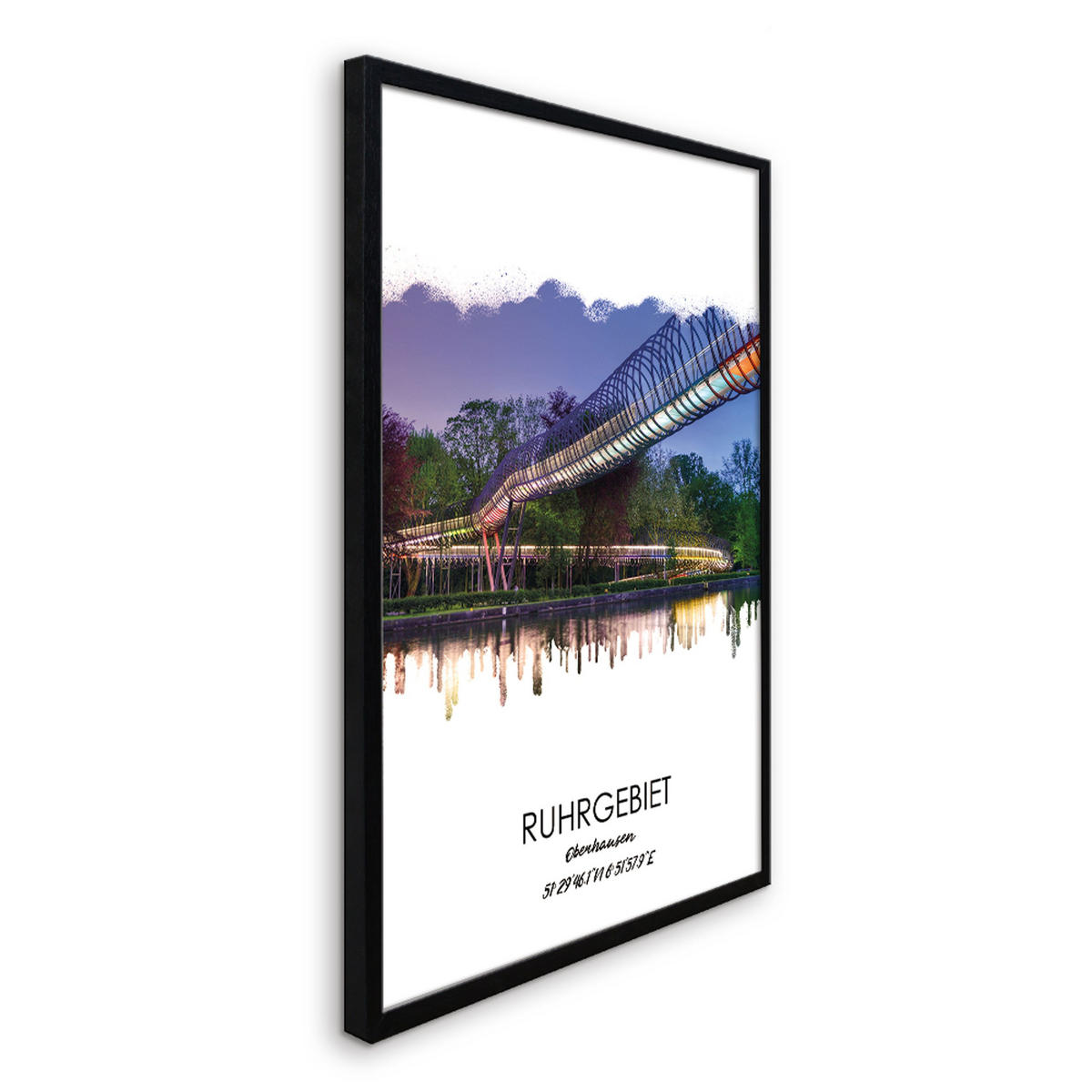 POSTER mit Rahmen 50x70 cm Ruhrgebiet Oberhausen - Gelb, Holz (51/71cm) - artissimo