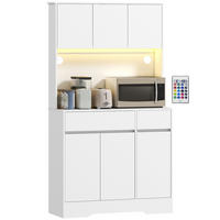 BUFFET DE-11183 LED-Beleuchtung, 6 Türen Weiß - Weiß, Holzwerkstoff (38/180/100cm) - ComfortXL