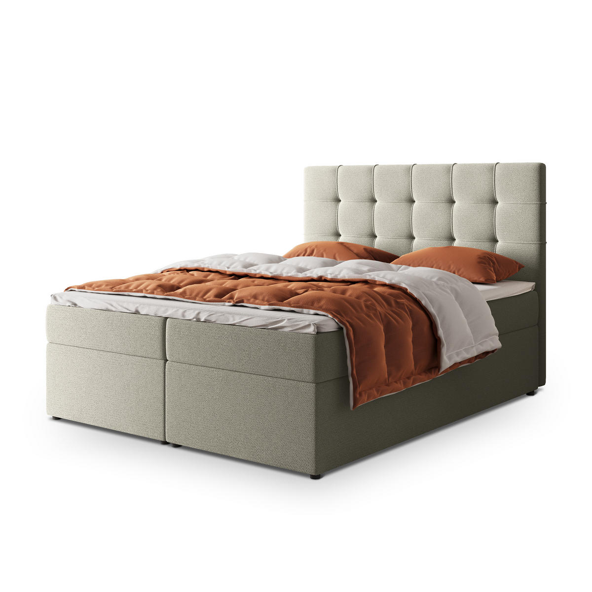 POSTEL BOXSPRING PALMA 160x200 cm, s matrací a úložným prostorem, krémová - krémová, kompozitní dřevo/textil (160/200cm) - MASSENO