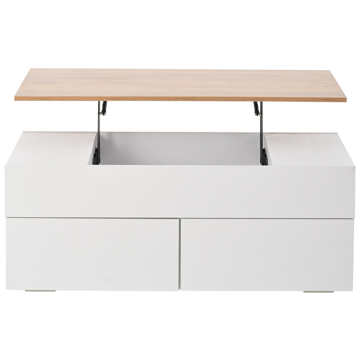 COUCHTISCH 100/50/40 cm höhenverstellbar mit 2 Schubladen und verborgenem Stauraum, Weiß/Holzfarbe - Weiß, Holzwerkstoff (100/50/40cm) - Redom