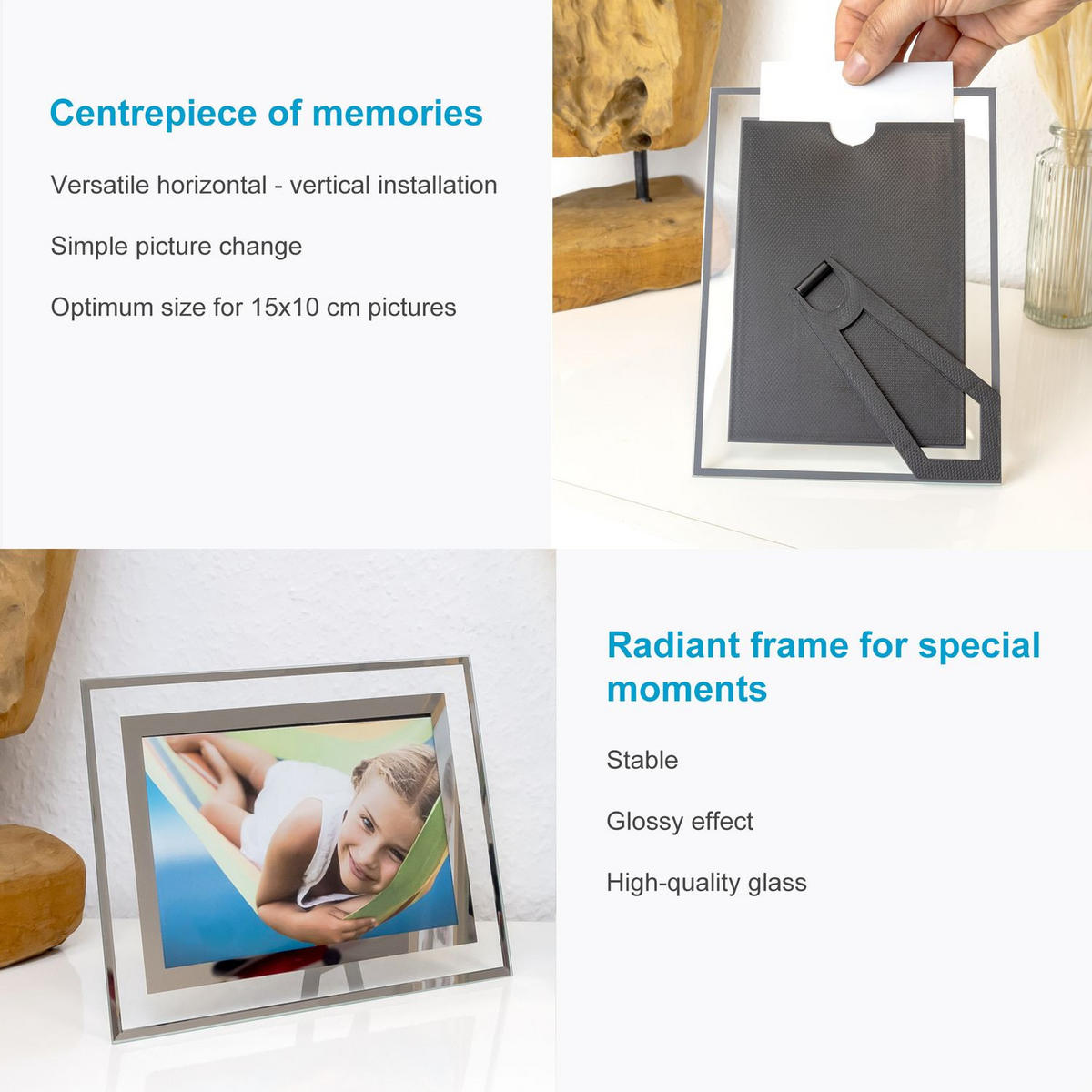 BILDERRAHMEN aus Glas - Silberfarben, Glas (15/20/0.2cm) - Intirilife