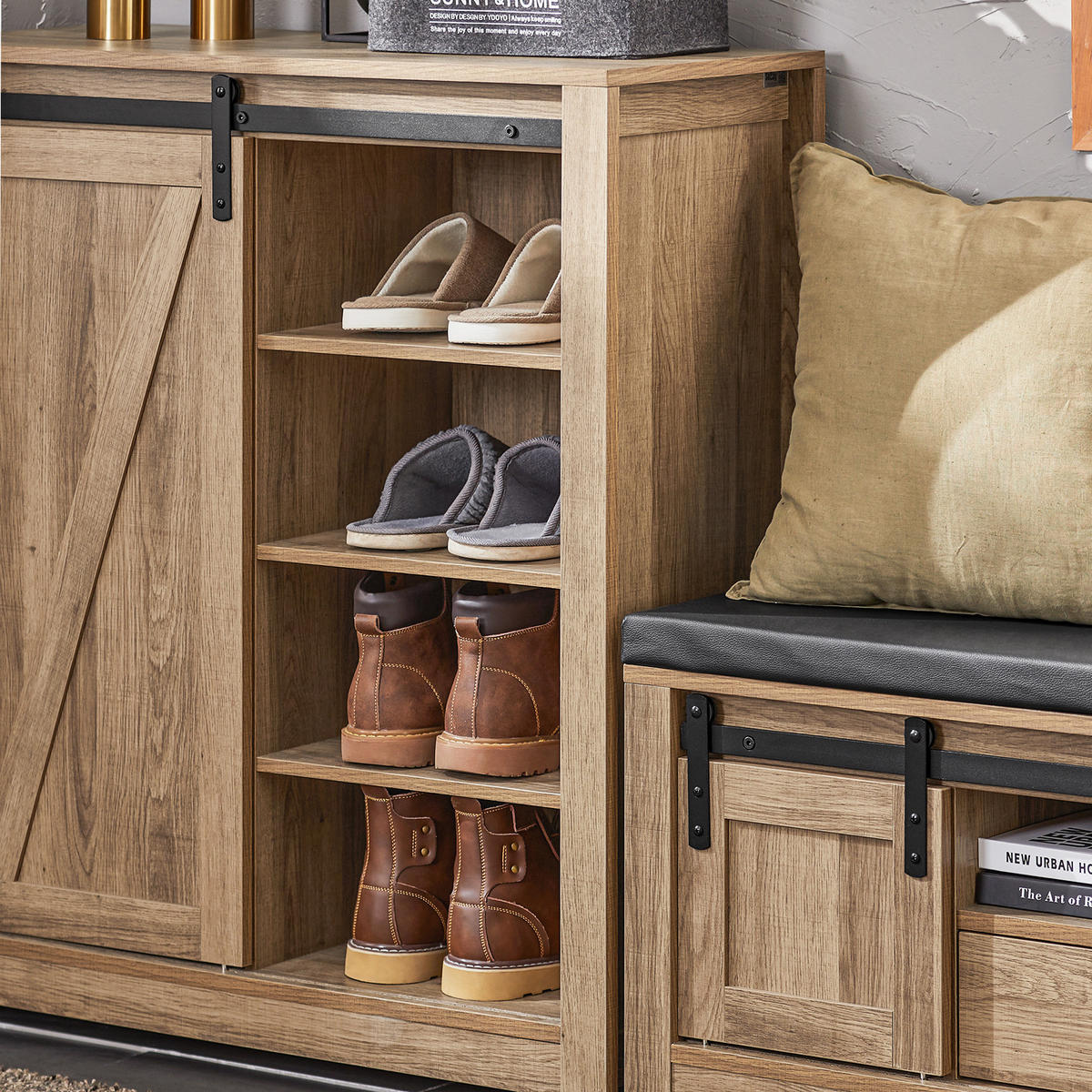 SCHUHSCHRANK Natur - Naturfarben, Holzwerkstoff (80/92/35cm) - SoBuy