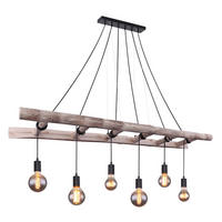 HÄNGELEUCHTE IRMGARD Schwarz Natur - Schwarz, Holz (160/30/192cm) - Globo Lighting