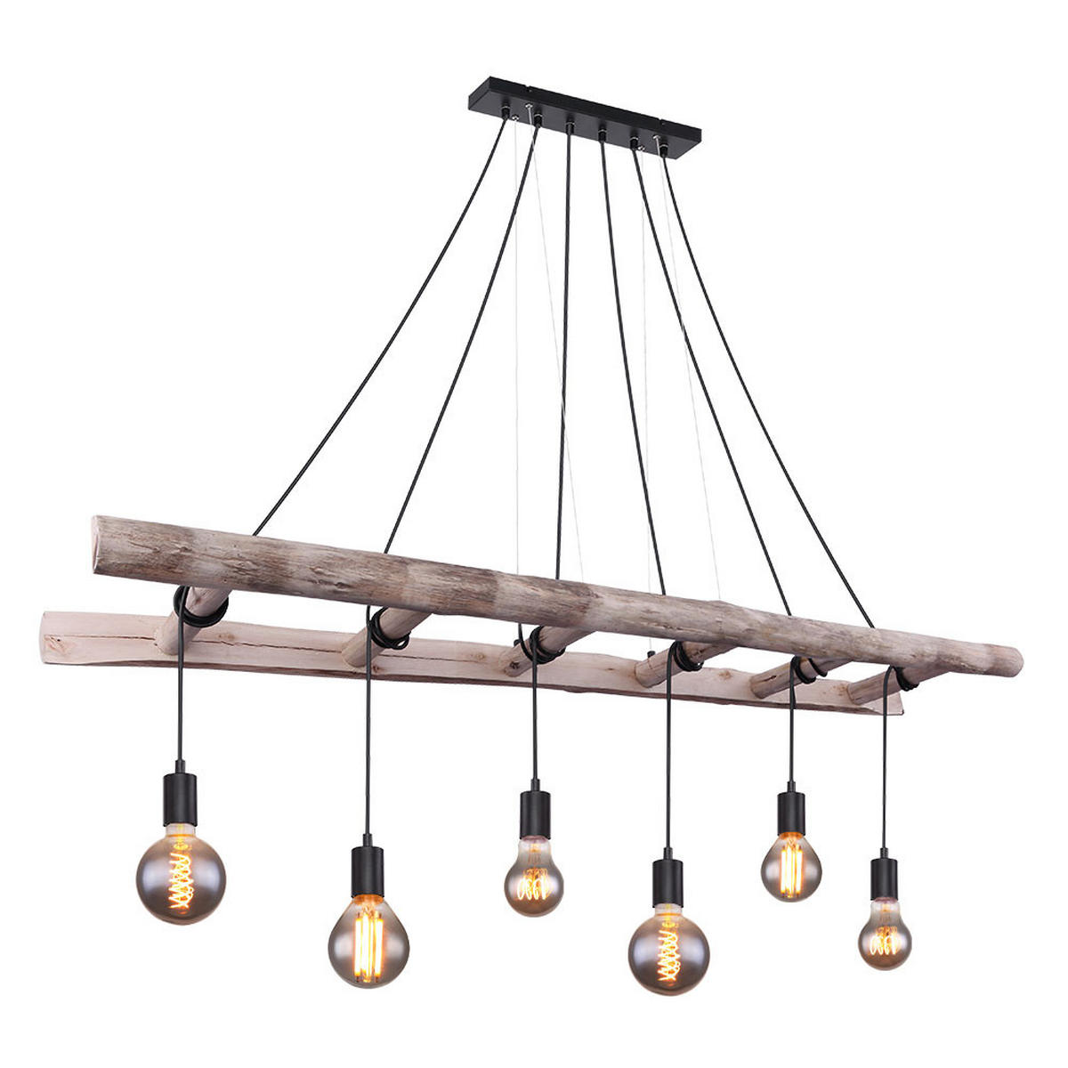 HÄNGELEUCHTE IRMGARD Schwarz Natur - Schwarz, Holz (160/30/192cm) - Globo Lighting
