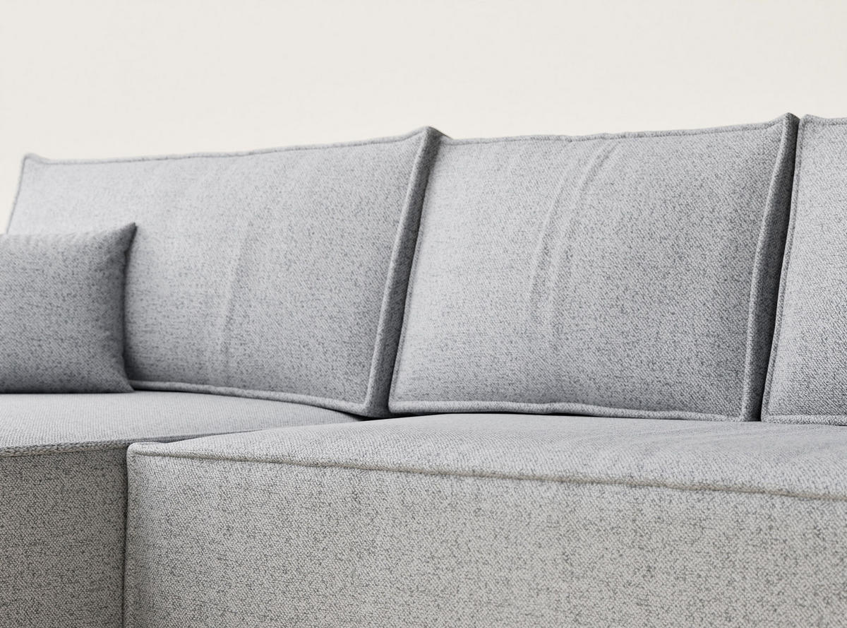 ECKSOFA MIT SCHLAFFUNKTION Maze Hellgrau Webstoff - Hellgrau/Schwarz, Holz/Holzwerkstoff (294/185cm) - Maison de Reve