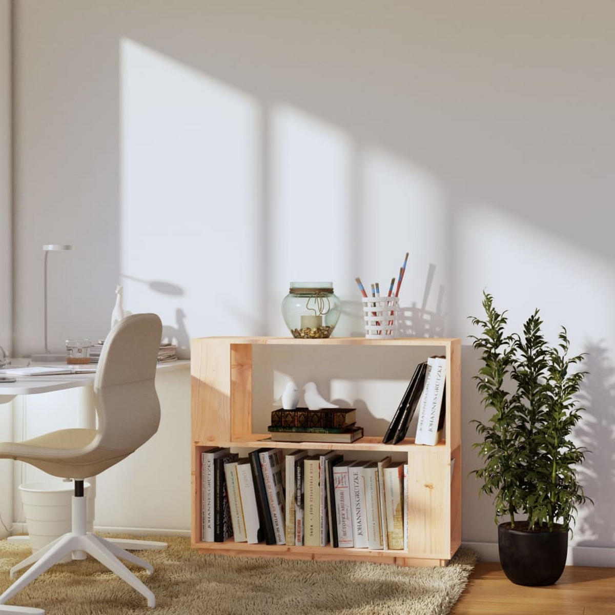 BÜCHERREGAL mit 2 Ebenen 80/25/70 cm aus Massivholz Kiefer - Naturfarben, Holz (80/70/25cm) - vidaXL