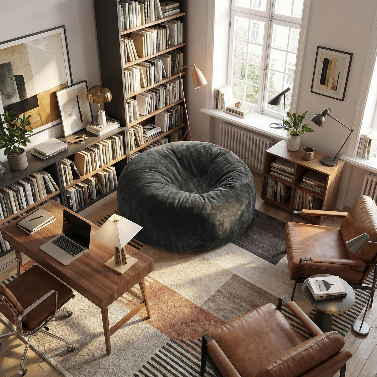 SITZSACK XXL Dunkelgrau Memory-Effekt & Waschbarer Bezug - Dunkelgrau, Textil (130/60/120cm) - Urban Meuble