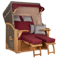 STRANDKORB SEEBLICK 2 Sitzer Teak - Rot/Braun, Metall (125/170/80cm) - Mr. Deko