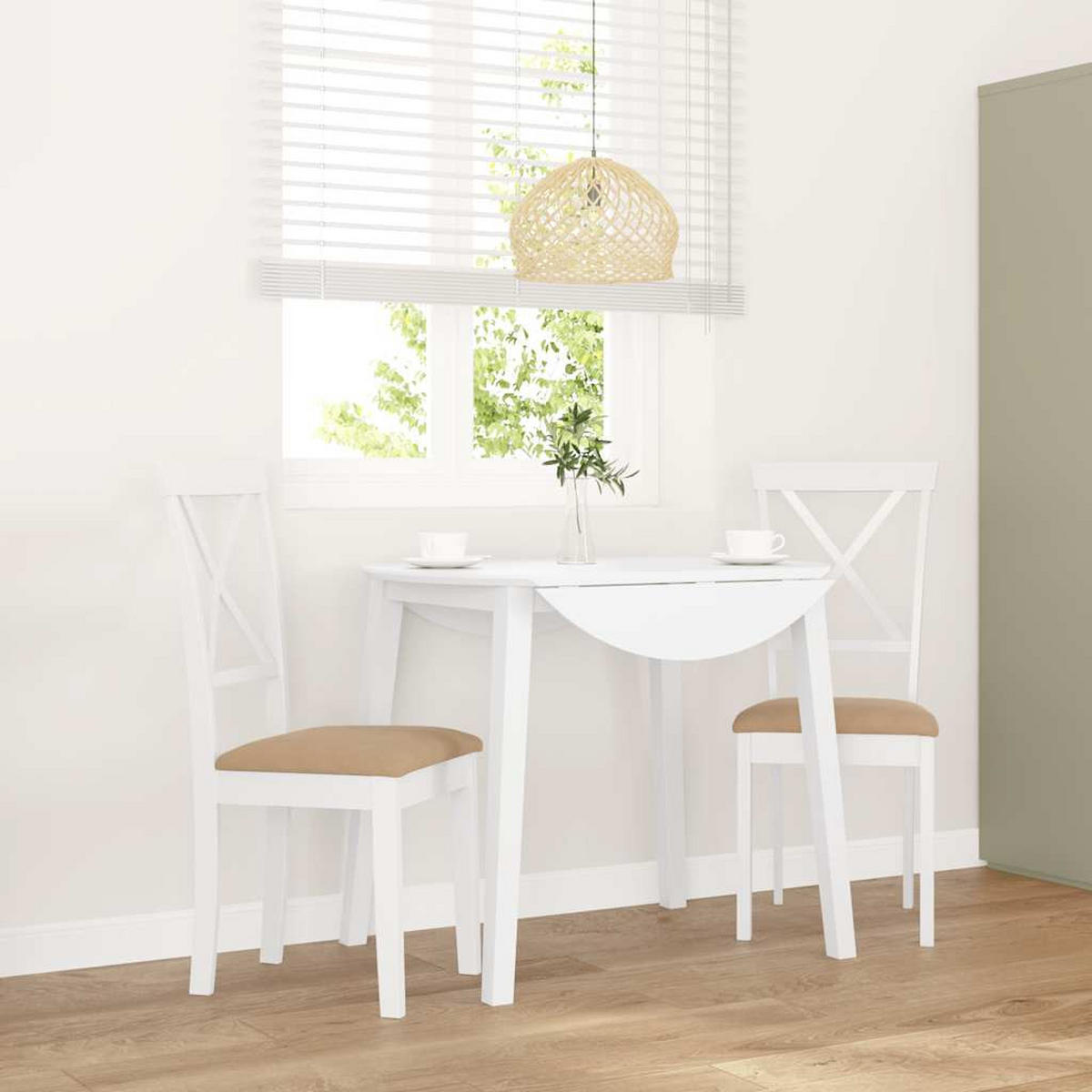 ESSZIMMERSTÜHLE mit Kissen 2 Stk. Weiß Massivholz Gummibaum 42.5*53.5*94cm - Weiß/Braun, Holz (42.5/94/53.5cm) - ZMH