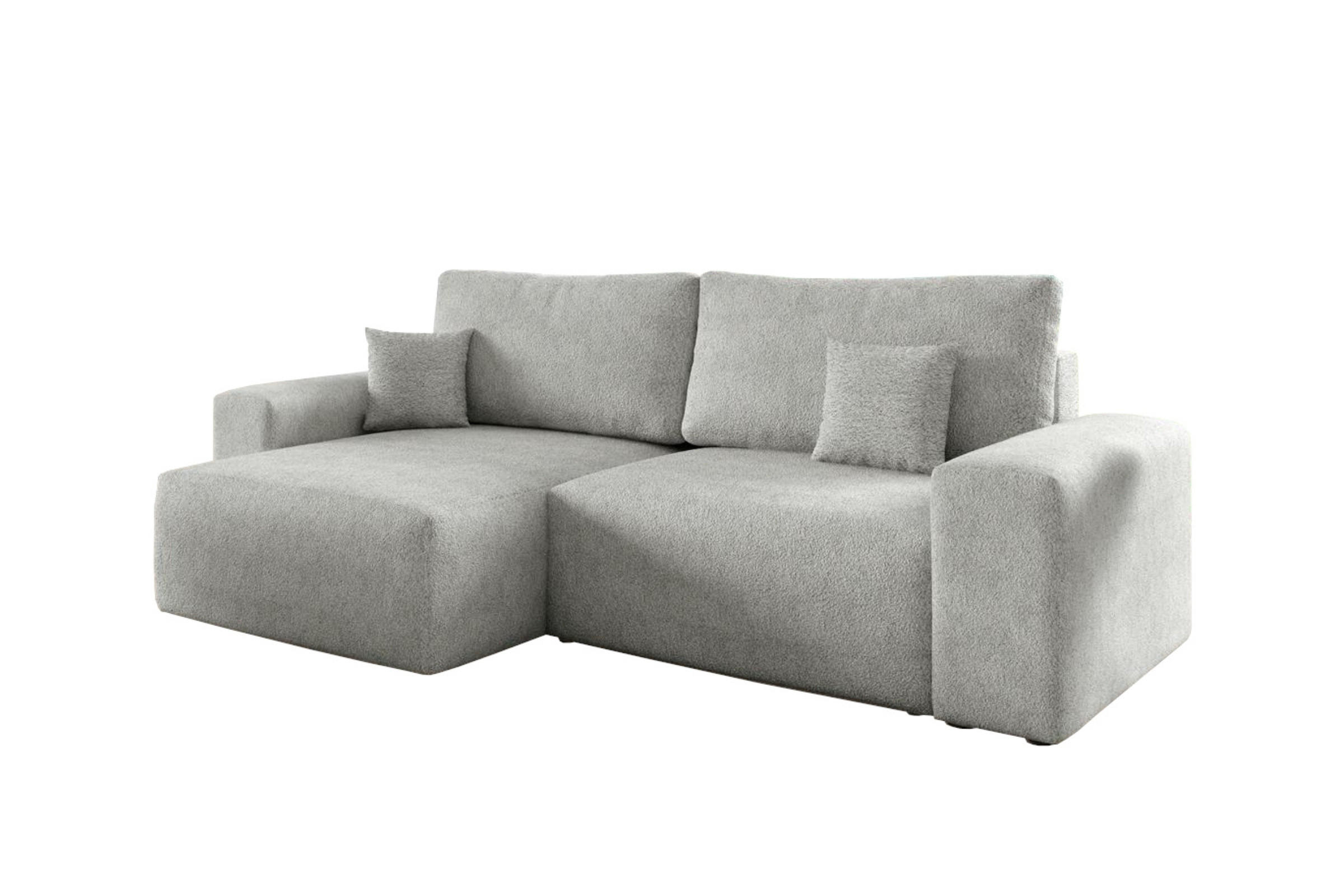 ECKSOFA MILKY 255/148 in Bouclé Hellgrau links - Hellgrau, Holz/Holzwerkstoff (255/148cm) - Deine Möbel 24