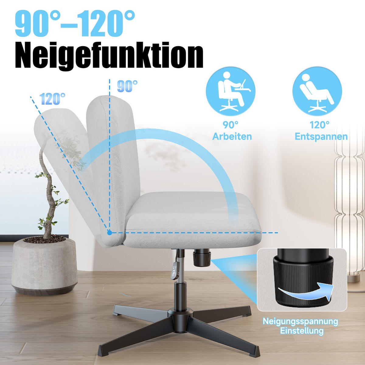 SESSEL Hellgrau Stoff drehbar modern - Grau, Metall (28.5/55.5/65.5cm) - Rattrix