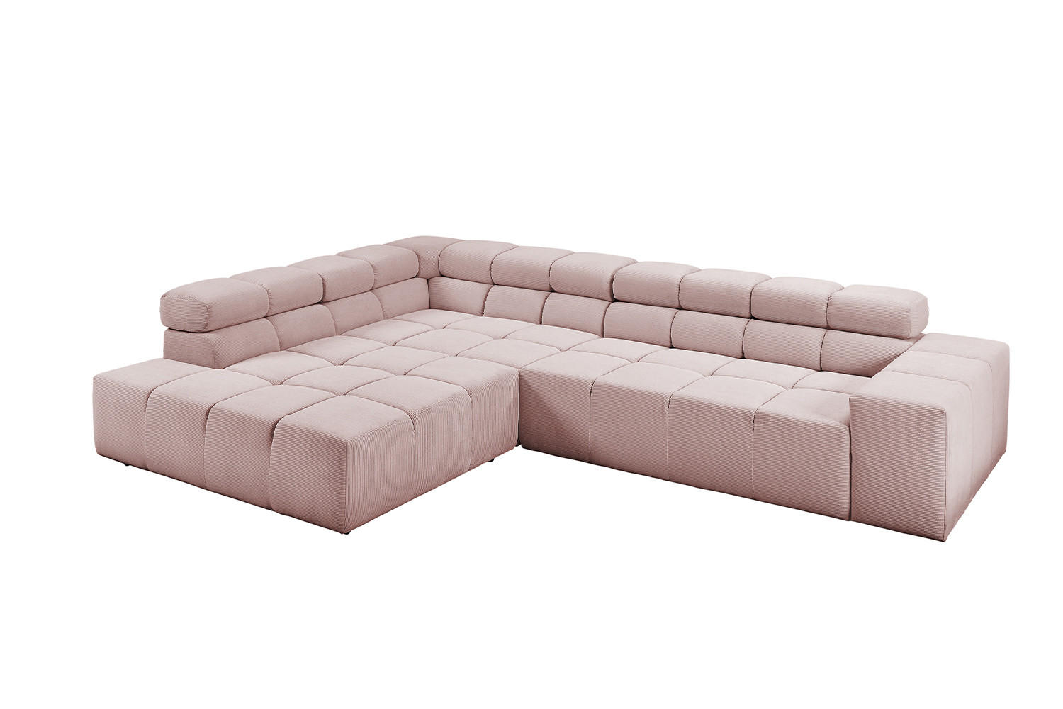 ECKSOFA MIT MOTORISCHEM SITZVORZUG NEVADA Pink Cord - Pink/Schwarz, Kunststoff/Textil (319/215cm) - KAWOLA