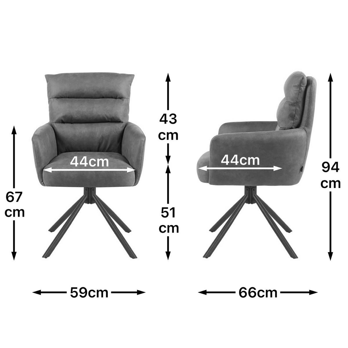 ARMLEHNSTUHL Mika-Jana 2er-Set - Creme/Schwarz, Textil/Metall (59/94/66cm) - DUBI Möbel