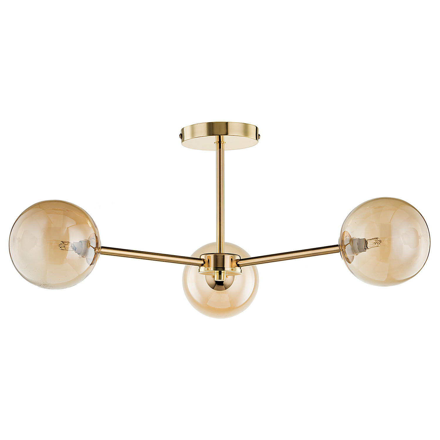 DECKENLEUCHTE - Metall, 3-flammig - Goldfarben, Metall (62/62/25cm) - home24