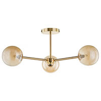 DECKENLEUCHTE - Metall - 3-flammig - Goldfarben, Glas/Metall (62/62/25cm) - home24