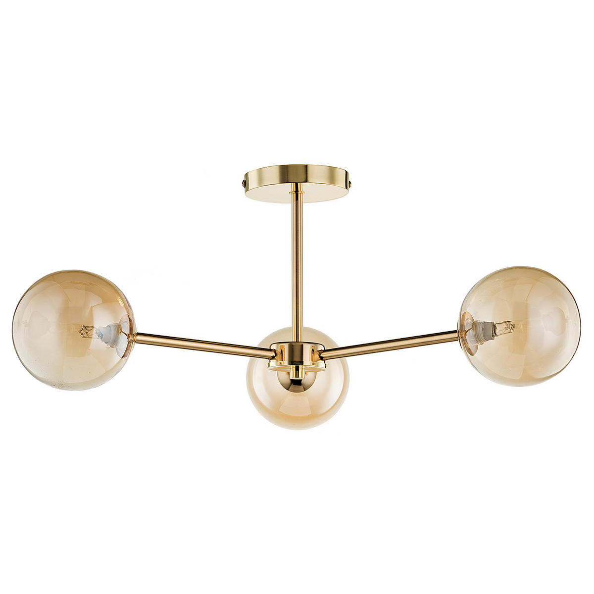 DECKENLEUCHTE - Metall, 3-flammig - Goldfarben, Metall (62/62/25cm) - home24