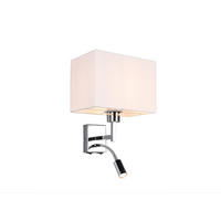 WANDLAMPE mit Schalter & Leselampe Stoff Creme Weiß, Höhe 31cm - Beige, Textil/Metall (25/31/24cm) - meineWunschleuchte