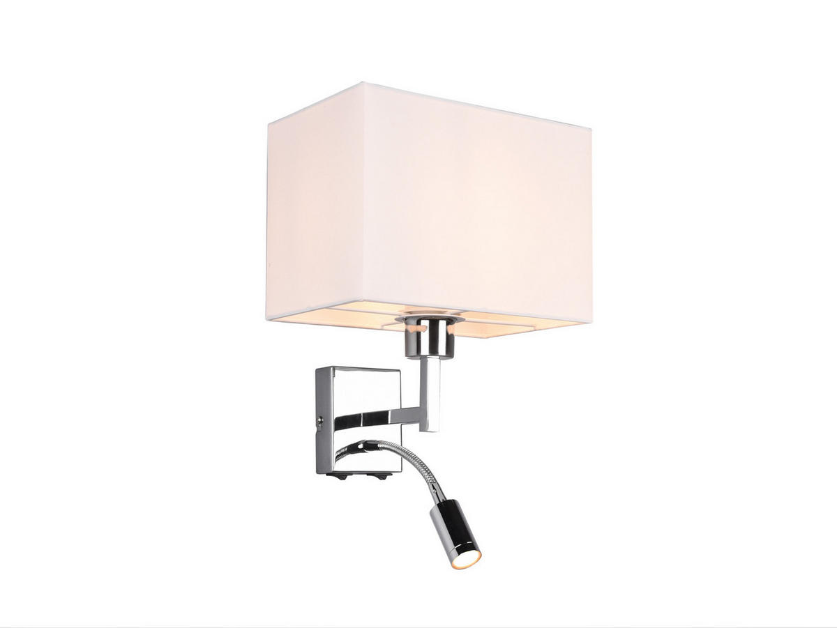 WANDLAMPE mit Schalter & Leselampe Stoff Creme Weiß, Höhe 31cm - Beige, Textil/Metall (25/31/24cm) - meineWunschleuchte