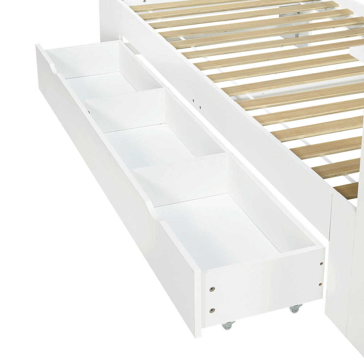 HOLZBETT 90/200 cm DE-32739 mit Klapptisch und Stauraum Weiß - Weiß, Holz (90/200cm) - ComfortXL