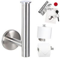 TOILETTENPAPIERHALTER PIAZZA Edelstahl, inkl. Klebeset - Silberfarben, Metall (6/15/9cm) - bremermann