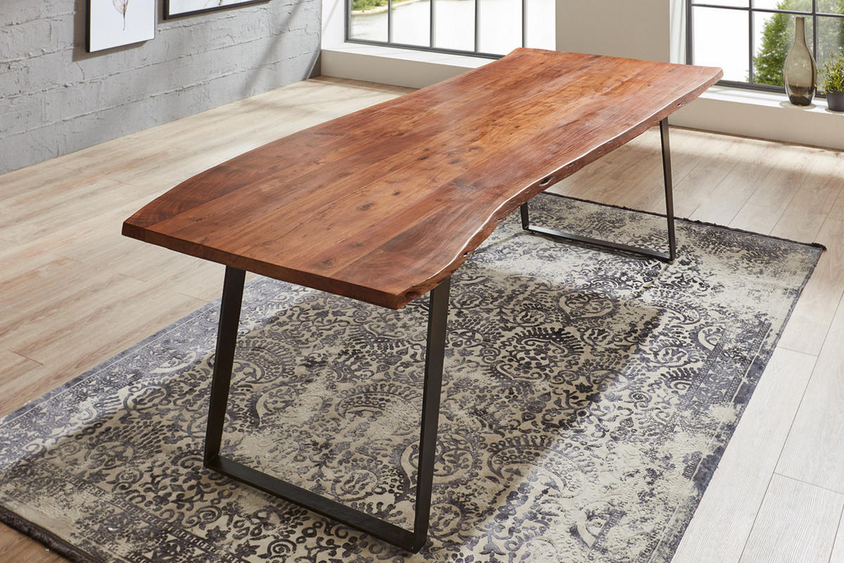 ESSTISCH HAVANNA - Nussbaumfarben/Schwarz, Holz/Metall (100/200/77cm) - SAM