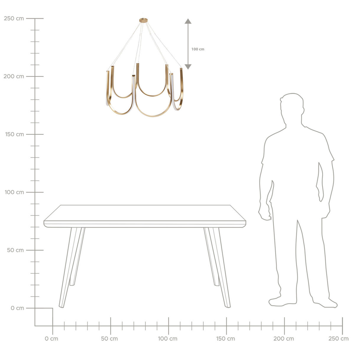 LED-KRONLEUCHTER Gold Perqueno - Goldfarben, Metall (75/75/123cm) - Beliani