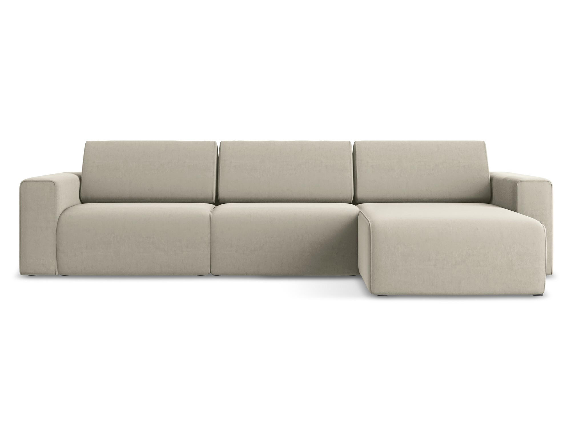 ECKSOFA Rechts Samt Stoff Creme - Perlmutt/Lila, Kunststoff/Textil (314/167cm) - Makamii