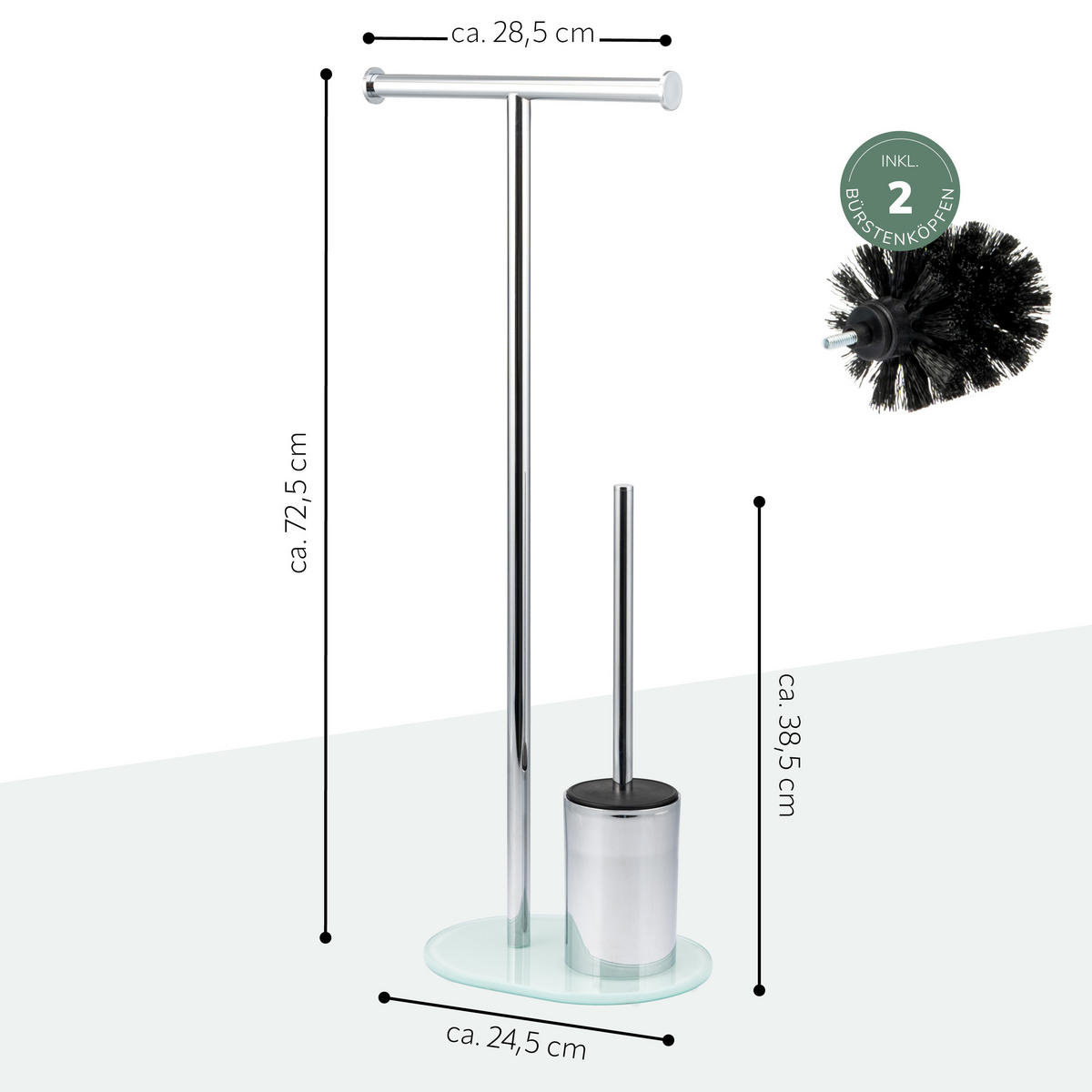 STAND-WC-GARNITUR, weiß, Edelstahl - Weiß, Metall (28.5/72.5/12cm) - bremermann