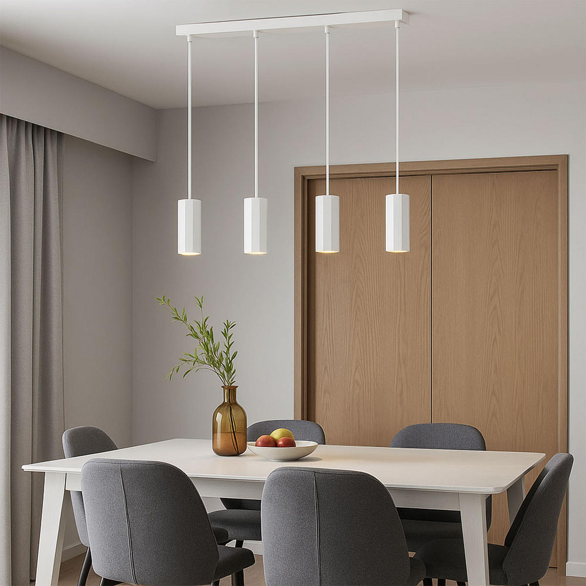 LED HÄNGELEUCHTE Weiß Matt 4-flammig - Weiß, Metall (61/6/120cm) - Globo Lighting