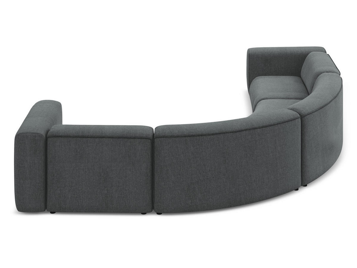 ECKSOFA Chenille Stoff Grau - Schwarz/Graphitfarben, Kunststoff/Textil (318/318cm) - Makamii