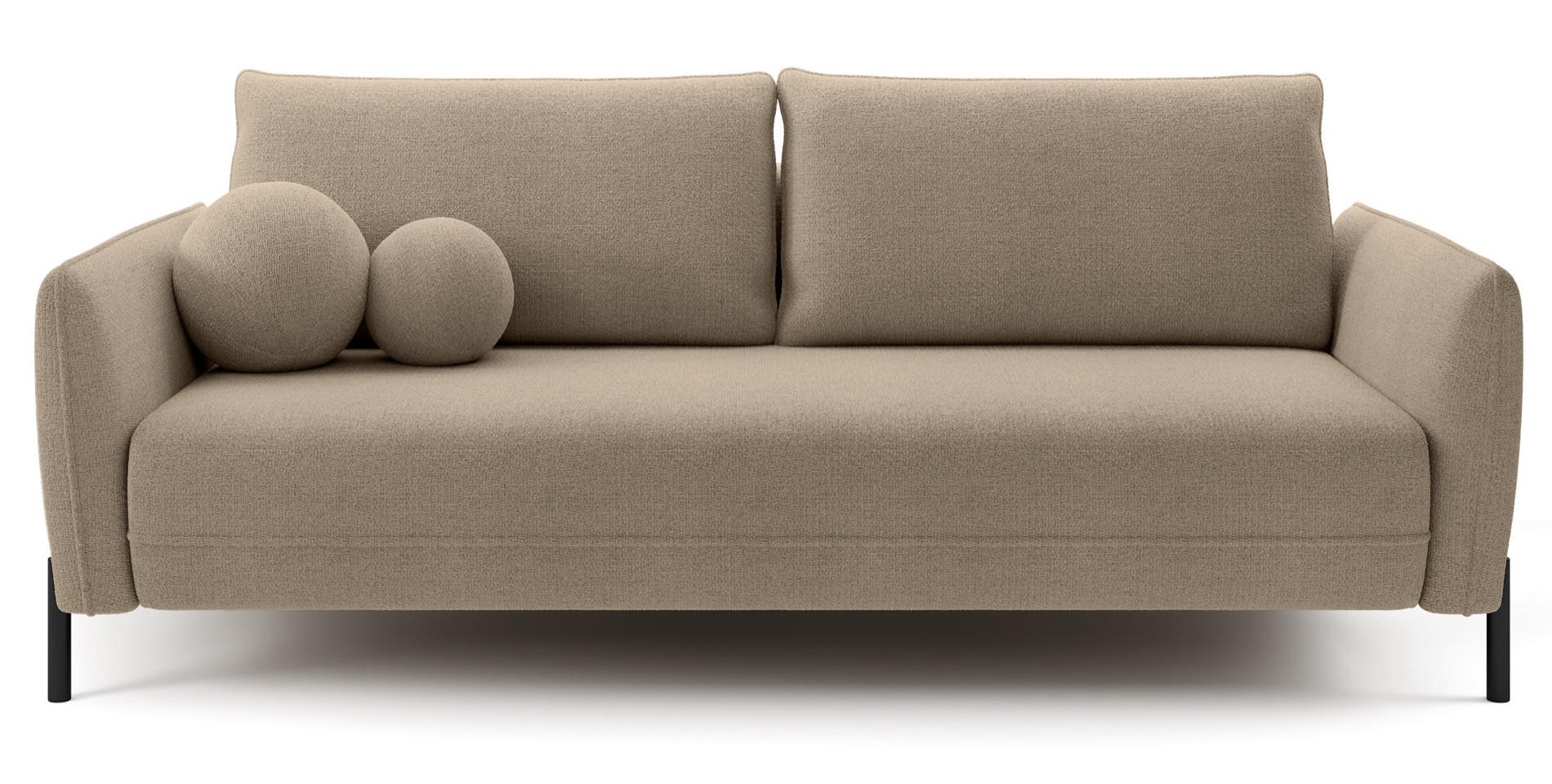 SOFA Veruco Beige mit Schlaffunktion - Beige/Schwarz, Textil/Metall (234/90/100cm) - Selsey
