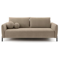 SOFA Veruco Beige mit Schlaffunktion - Beige/Schwarz, Textil/Metall (234/90/100cm) - Selsey