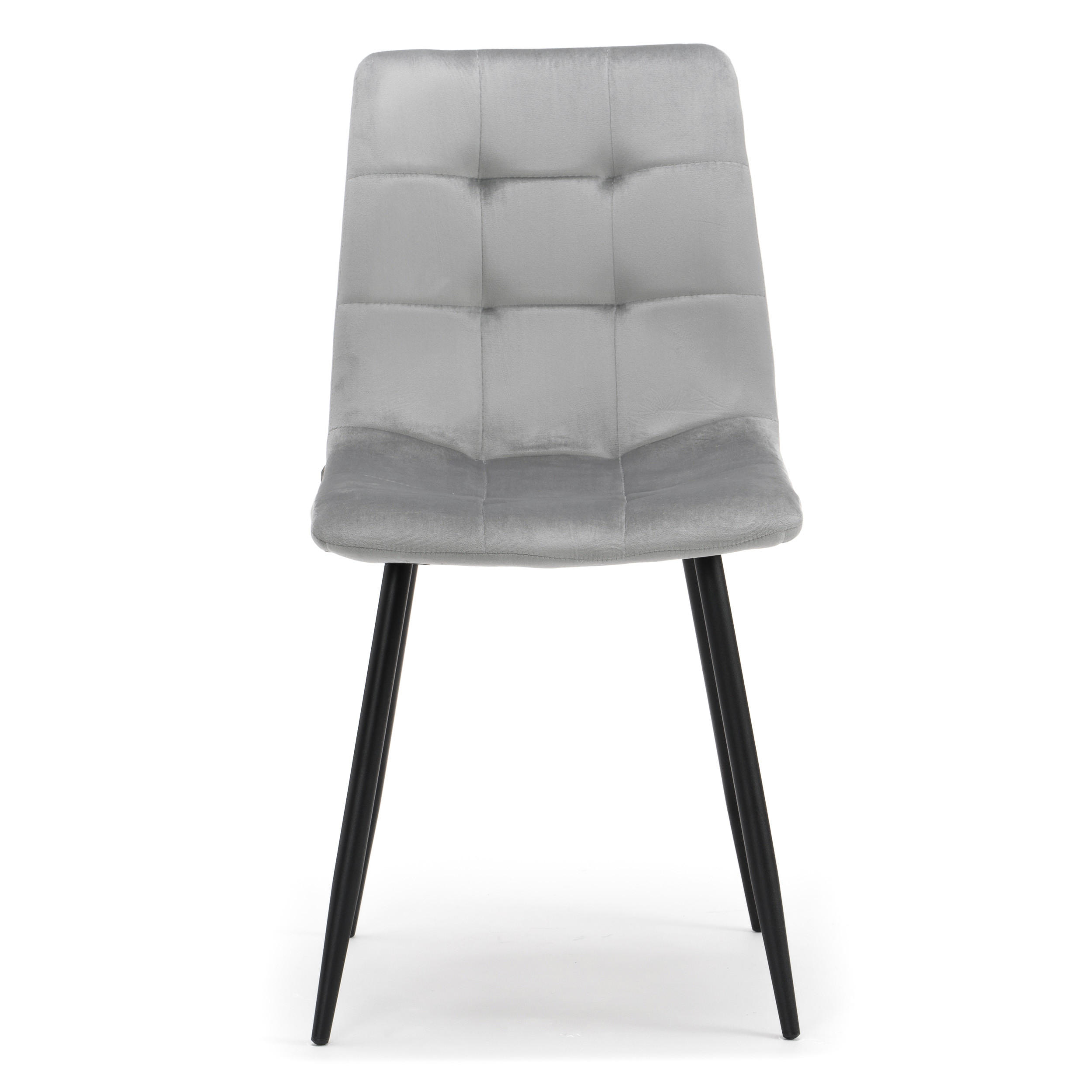 STUHL PARMA gepolsterter mit Steppung - hellgrau - Samt Velour - Hellgrau/Schwarz, Textil/Metall (45/88/55cm) - NEW HOME