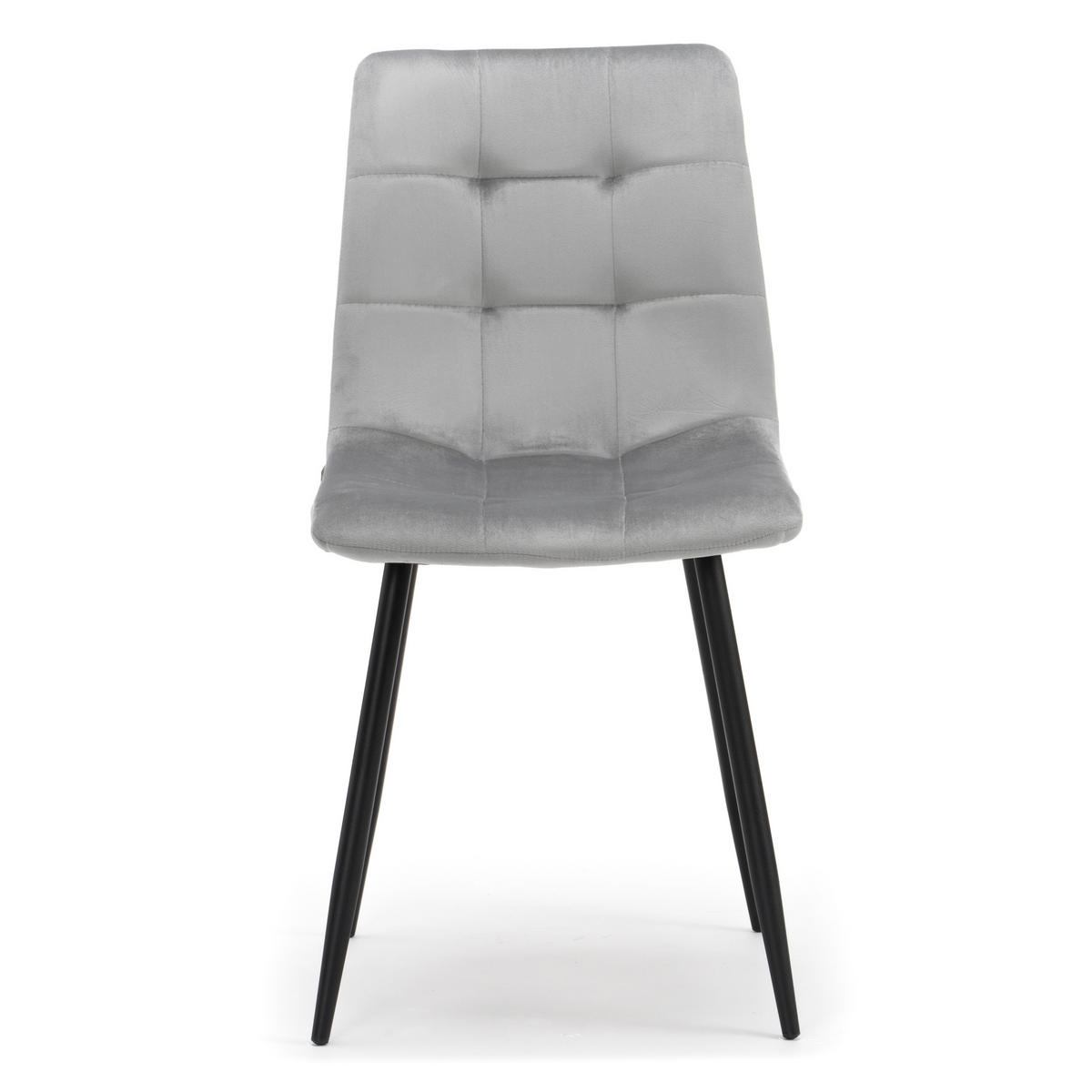 STUHL PARMA gepolsterter mit Steppung - hellgrau - Samt Velour - Hellgrau/Schwarz, Textil/Metall (44/89/45cm) - NEW HOME