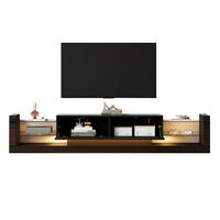 LOWBOARD 181/38/38 cm Schwarz aus Spanplatte mit LED-Beleuchtung - Schwarz, Holzwerkstoff (38/38/181cm) - OKMYHOME