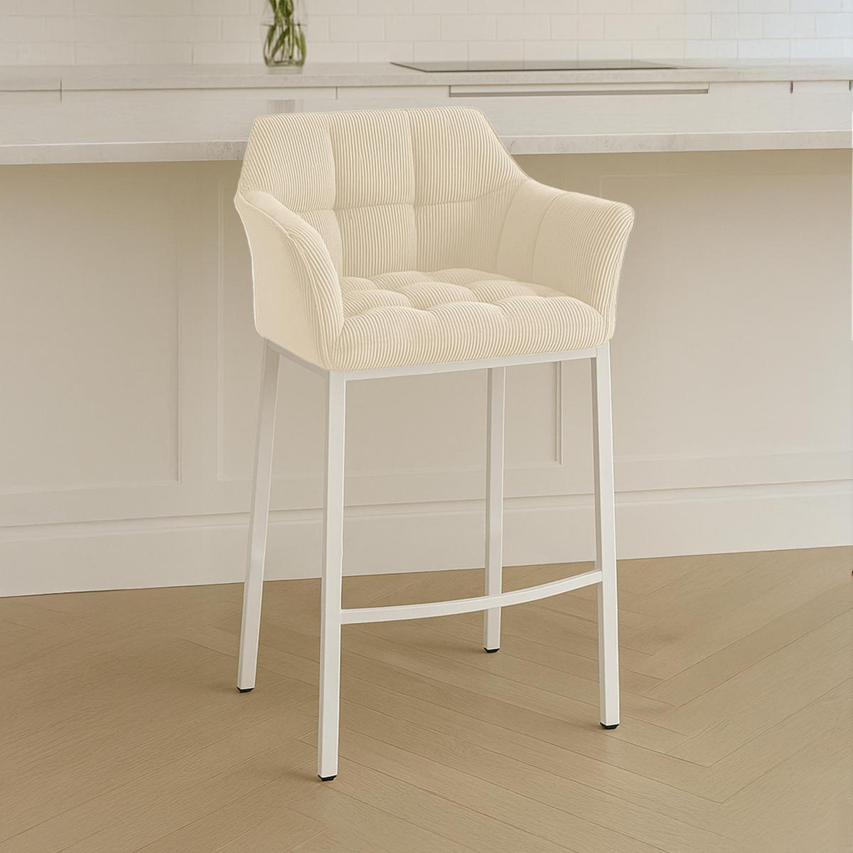BARHOCKER Metall Creme - Creme/Weiß, Metall (64/110/48cm) - CLP