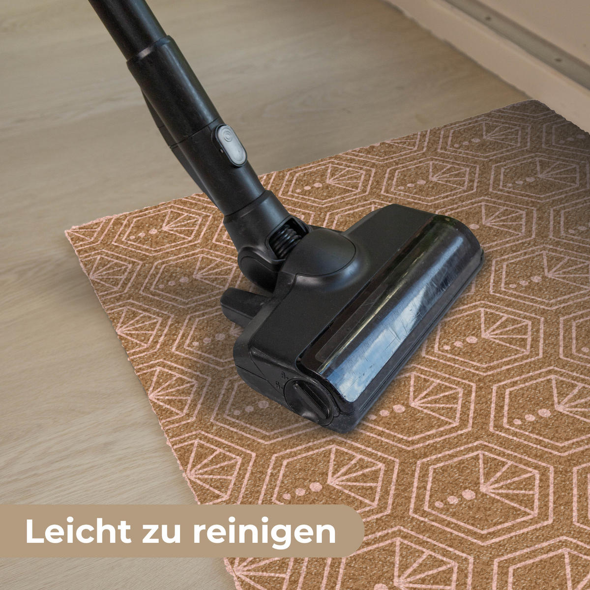 FUSSMATTE Braun - Rosa - Geometrisch - Gemustert 90x60 cm - Braun, Kunststoff (90/0.4cm) - MuchoWow