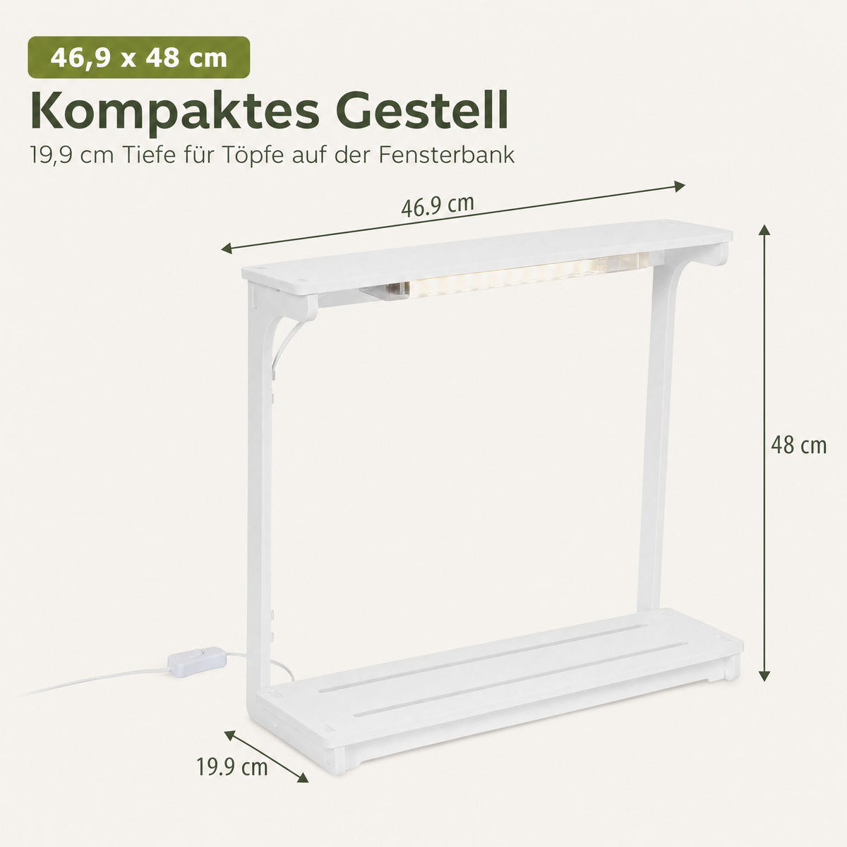 LED-PFLANZENLEUCHTE Northpoint 14W Vollspektrum 4000K mit 16h Timer Stecksystem - Weiß, Kunststoff (46.9/48/19.9cm) - Northpoint