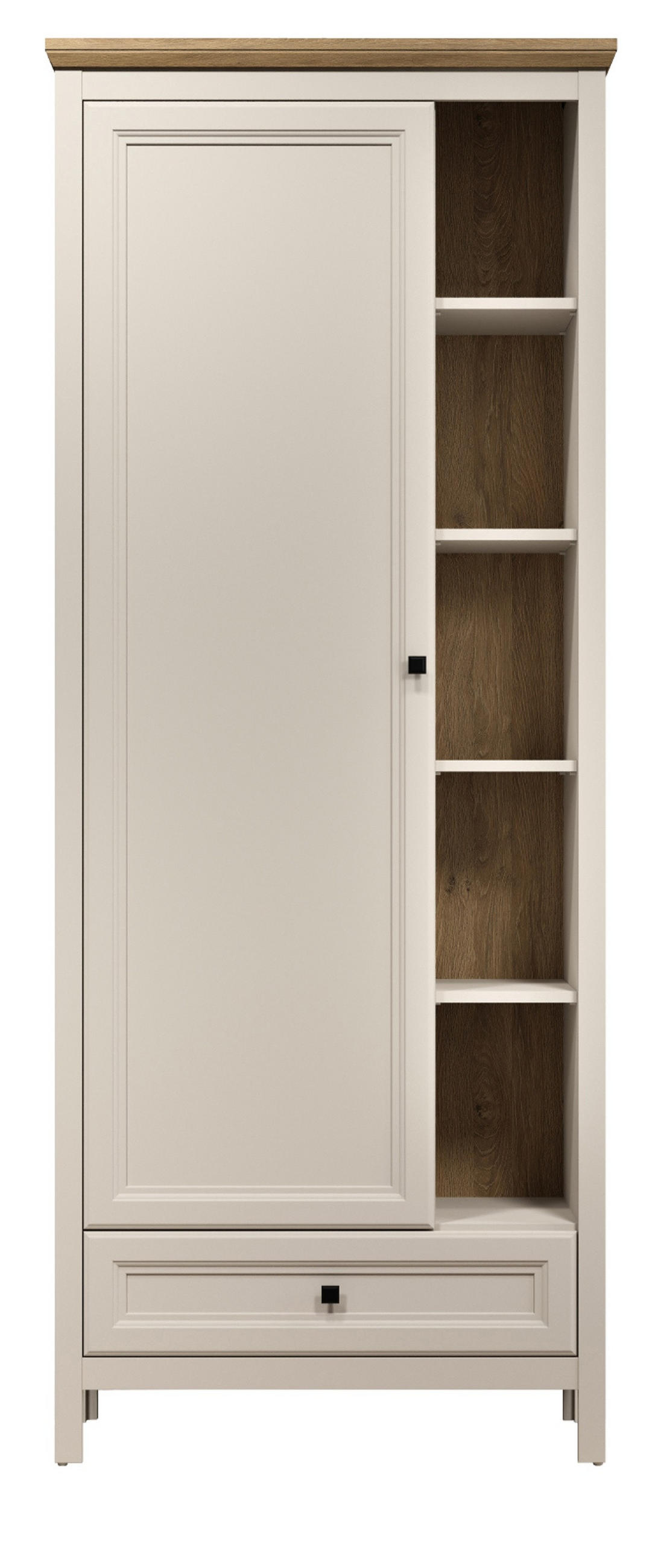 GARDEROBENSCHRANK Kaschmir, Stein Eiche Landhaus 80 x 200 cm, Garderobe mit Soft-Close - Kaschmir/Eichefarben, Holzwerkstoff/Kunststoff (80/200/41cm) - Top.Furn