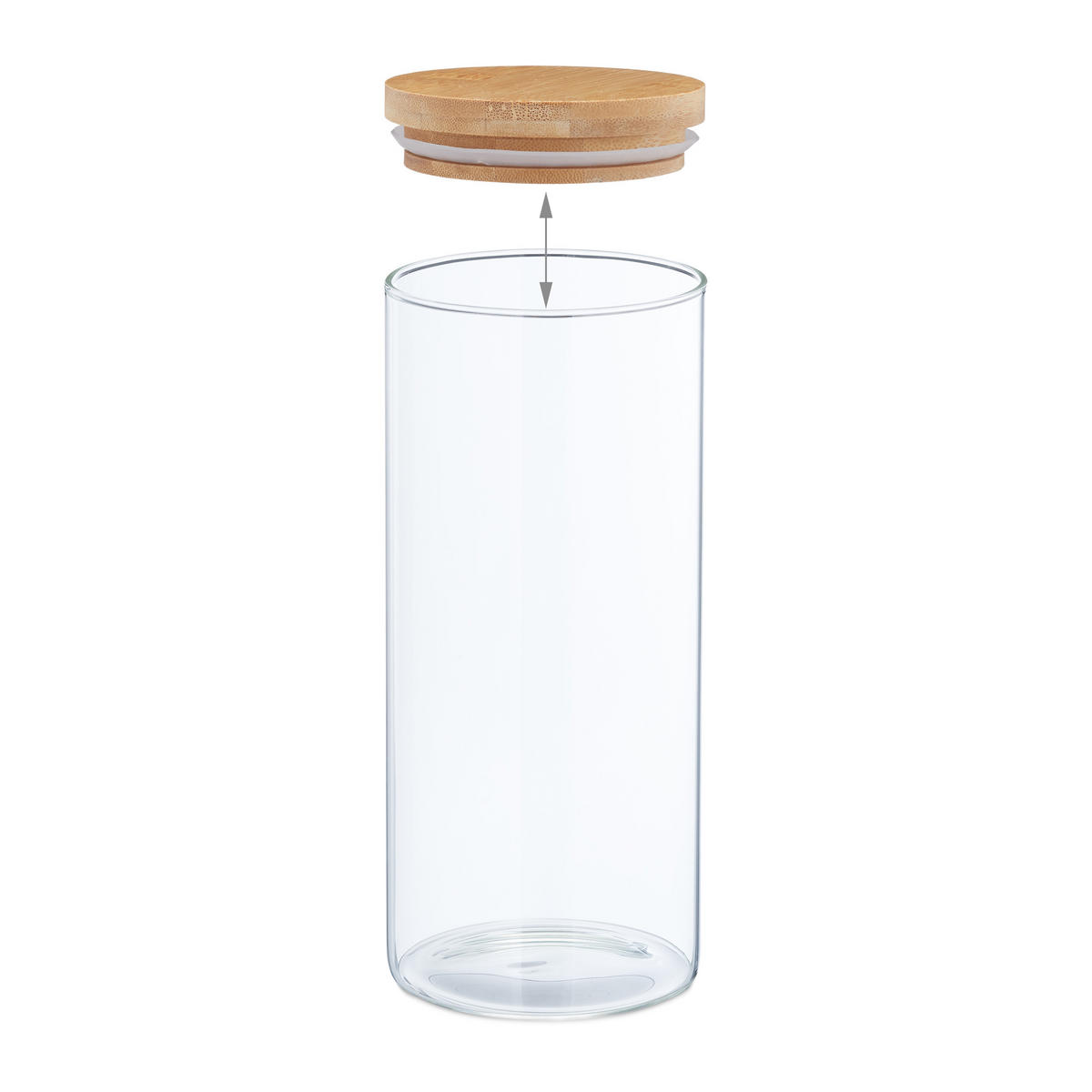 3xVORRATSGLAS - Transparent, Glas/Holz (10/22/10cm) - Relaxdays