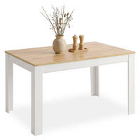 ESSTISCH Weiß in Naturholz 135x86 cm ausziehbar - Naturfarben, Holz (86/135/77cm) - Homestyle4u
