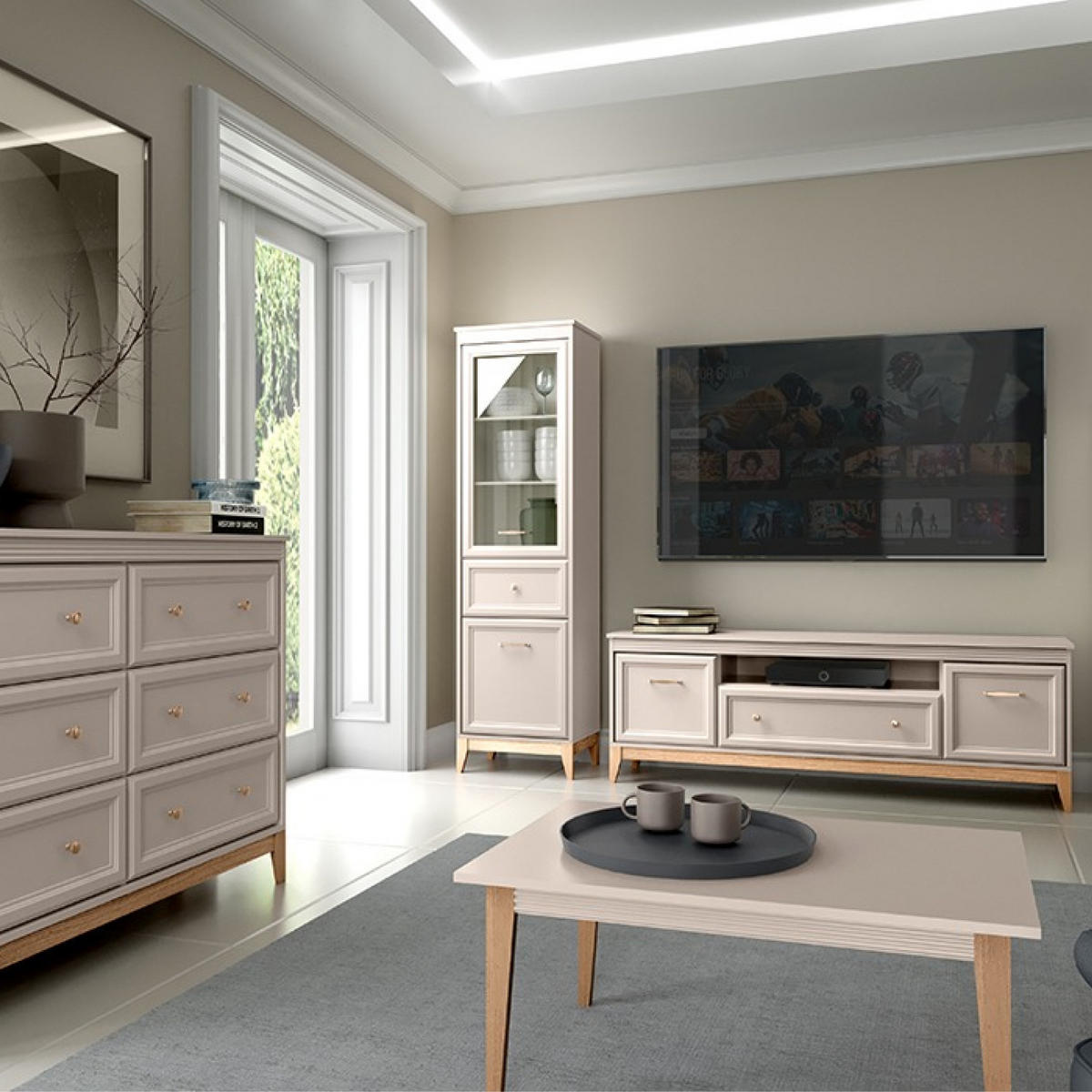 KOMMODE Windsor W-1 135,5 x 100 x 40,5 cm Kaschmir - Kaschmir/Eichefarben, Eichenholz/Holzwerkstoff (135.5/100/40.5cm) - Koseto
