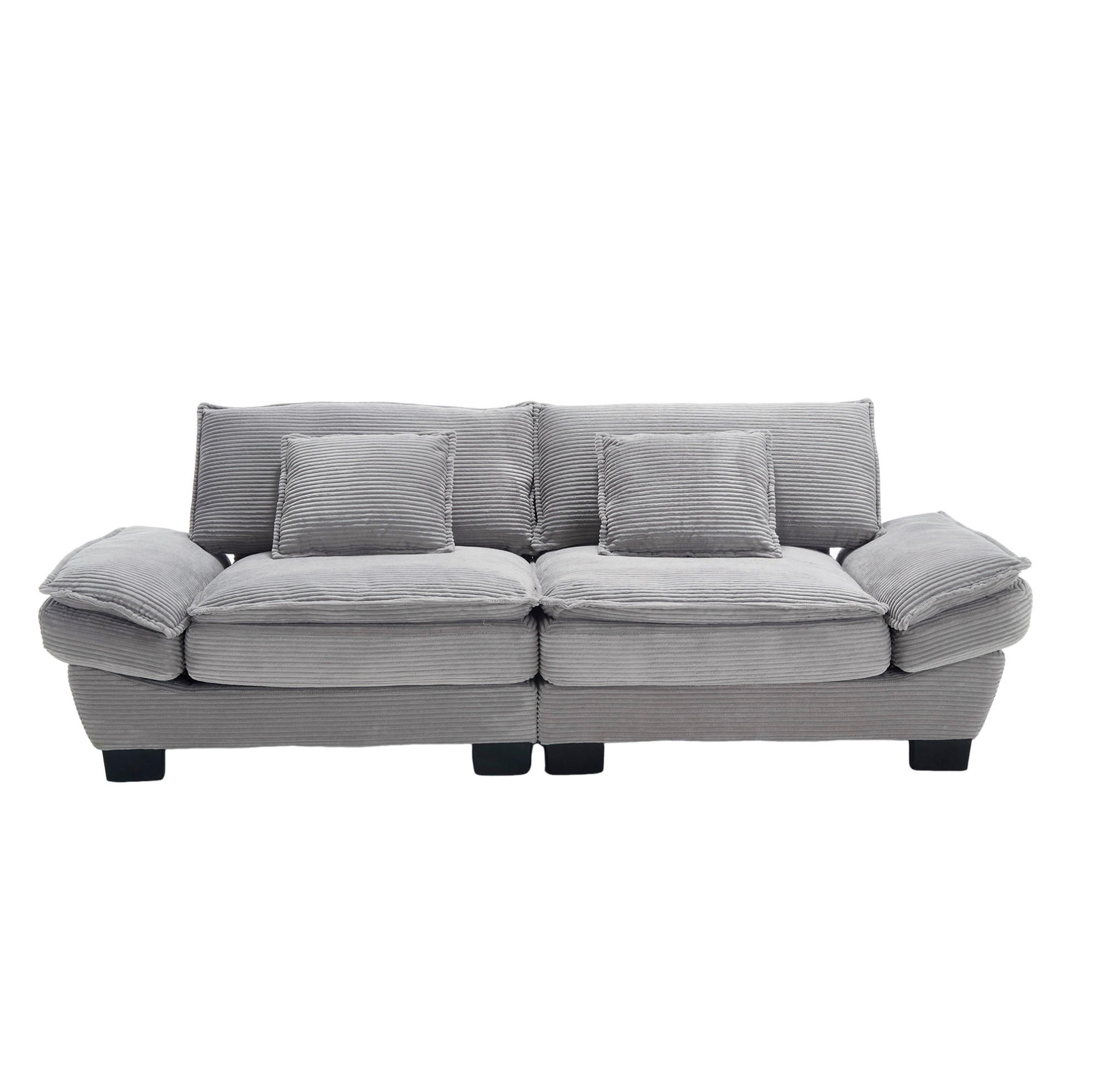POHOVKA zo zamatu, 224/81/81 cm svetlosivá, 2-miestna s vankúšmi - sivá, textil (224/81/81cm) - BEAOK