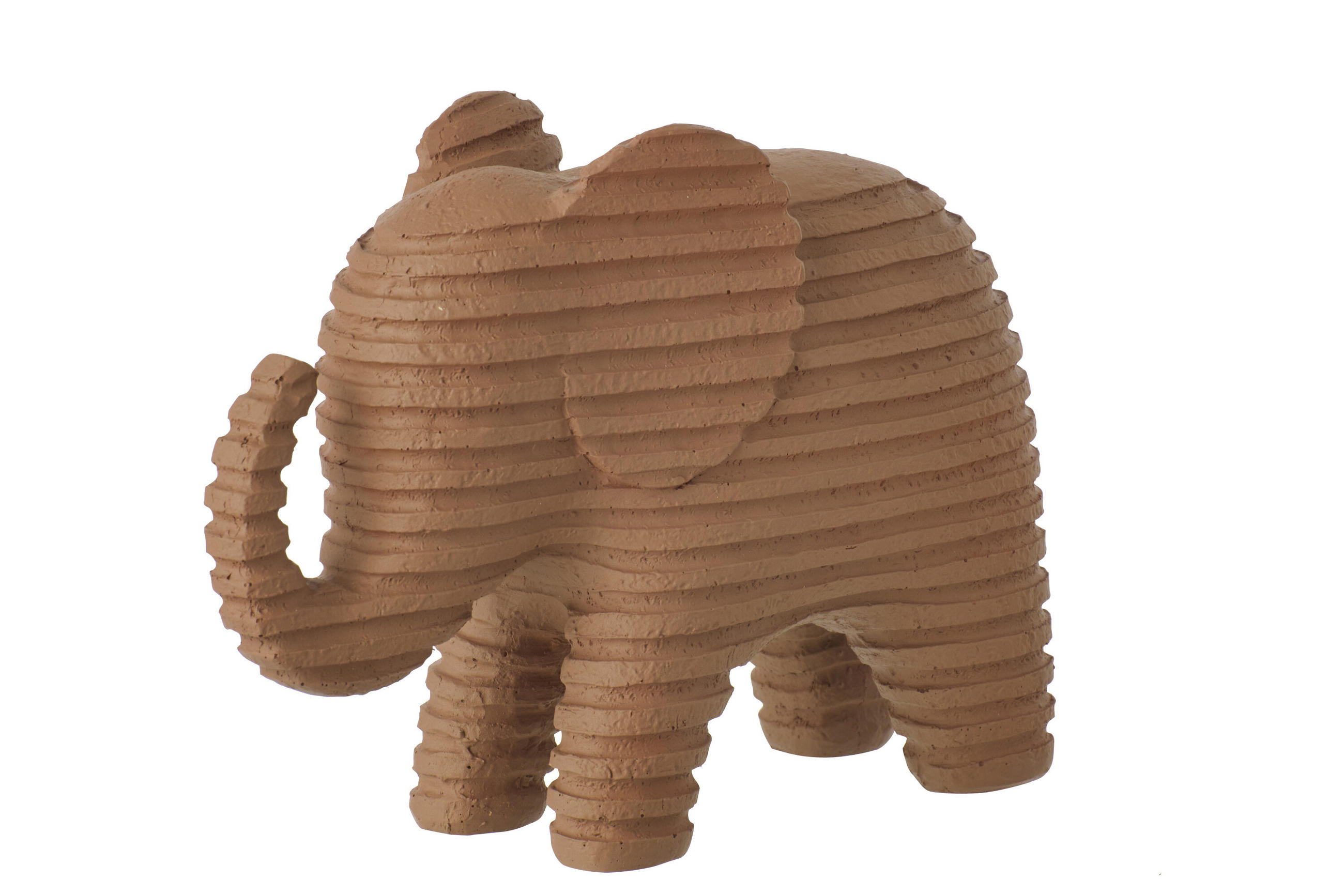 DEKOOBJEKT ELEFANT GESTREIFT Braun - Braun, Glas/Naturmaterialien (9/16.7/22.2cm) - J-Line